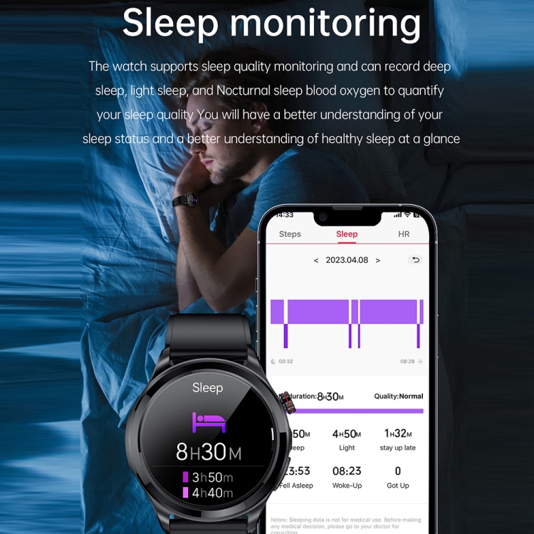 TK22 1.39 inch IP67 Waterproof Silicone Band Smart Watch Supports ECG / Non-invasive Blood Sugar-TIME.SHOP
