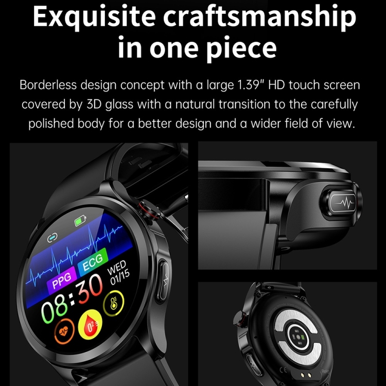 TK22 1.39 inch IP67 Waterproof Silicone Band Smart Watch Supports ECG / Non-invasive Blood Sugar-TIME.SHOP
