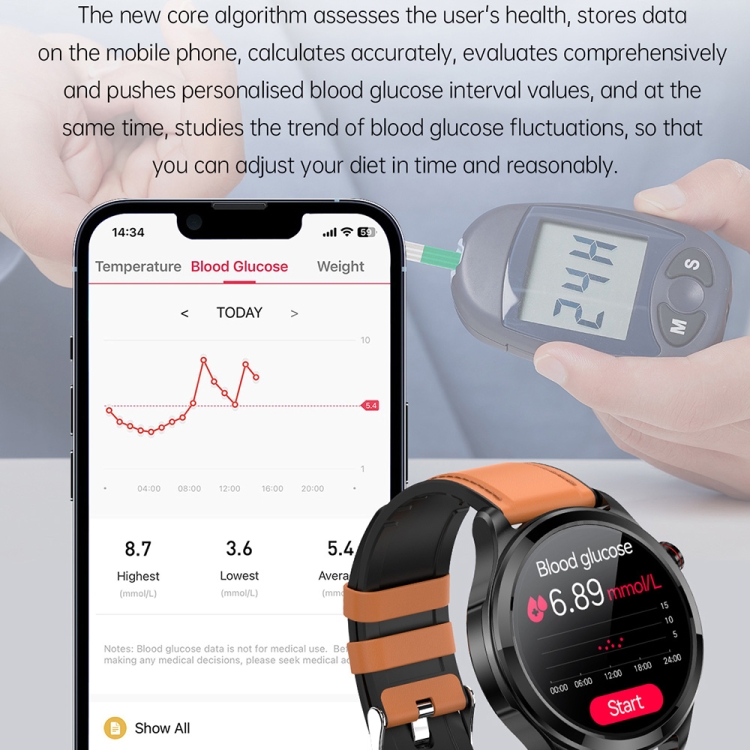 TK22 1.39 inch IP67 Waterproof Silicone Band Smart Watch Supports ECG / Non-invasive Blood Sugar-TIME.SHOP
