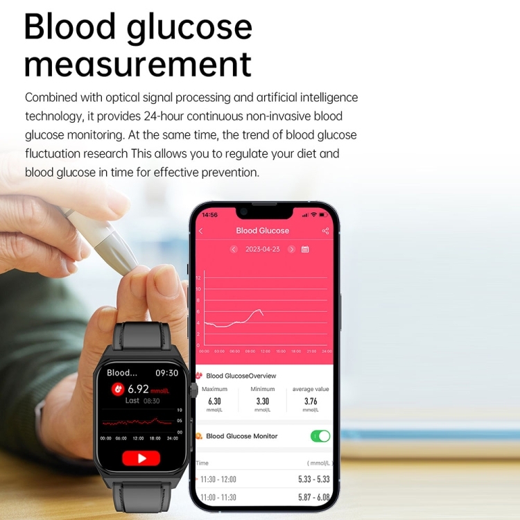E530 1.91 inch IP68 Waterproof Silicone Band Smart Watch Supports ECG / Non-invasive Blood Sugar-TIME.SHOP