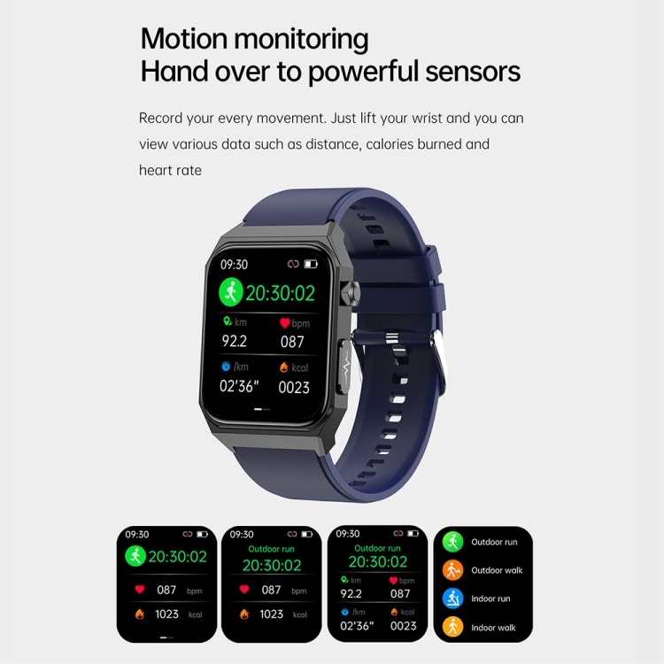 E530 1.91 inch IP68 Waterproof Silicone Band Smart Watch Supports ECG / Non-invasive Blood Sugar-TIME.SHOP