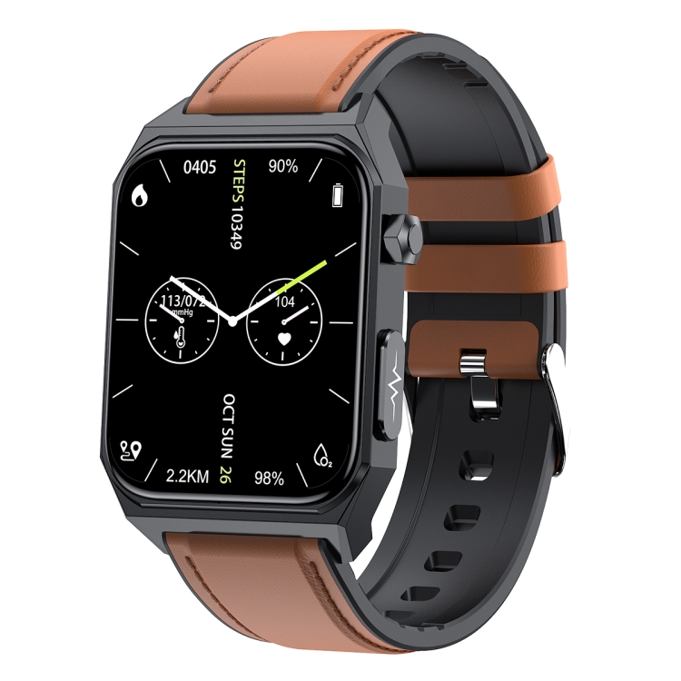 E530 1.91 inch IP68 Waterproof Leather Band Smart Watch Supports ECG / Non-invasive Blood Sugar-TIME.SHOP
