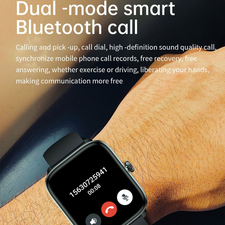 T20 1.96 inch IP67 Waterproof Silicone Band Smart Watch, Supports Dual-mode Bluetooth Call / Heart Rate Monitoring-TIME.SHOP