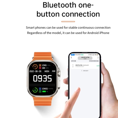 WS-E9 Ultra 2.2 inch IP67 Waterproof Metal Buckle Ocean Silicone Band Smart Watch, Support Heart Rate / NFC-TIME.SHOP