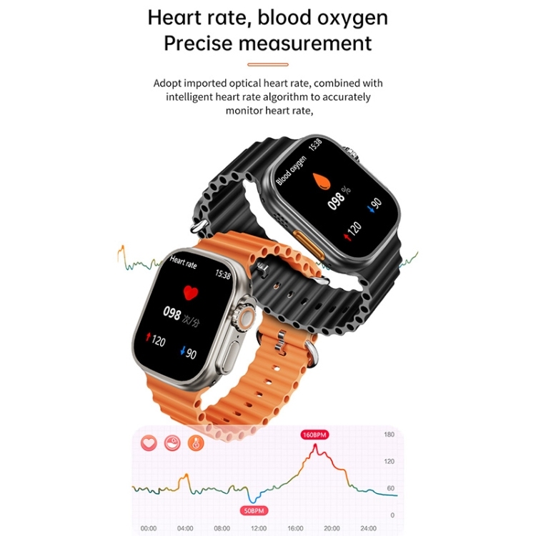 WS-E9 Ultra 2.2 inch IP67 Waterproof Metal Buckle Ocean Silicone Band Smart Watch, Support Heart Rate / NFC-TIME.SHOP