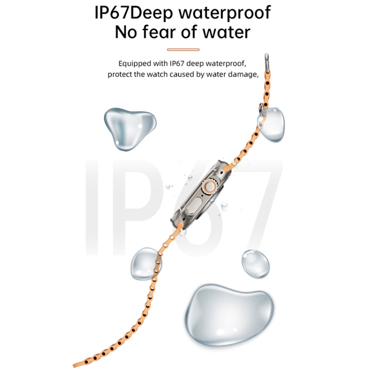 WS-E9 Ultra 2.2 inch IP67 Waterproof Metal Buckle Ocean Silicone Band Smart Watch, Support Heart Rate / NFC-TIME.SHOP