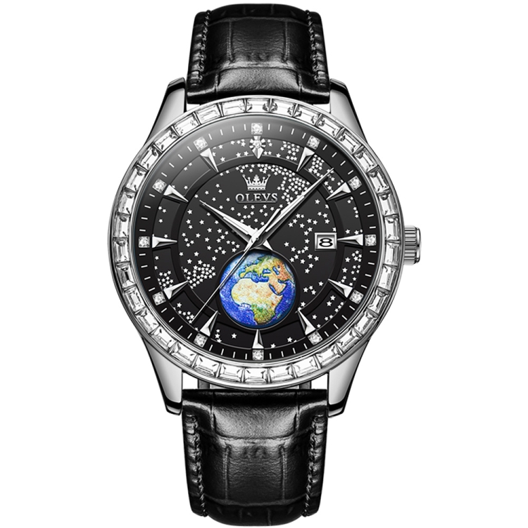 OLEVS 9967 Men Starry Sky Face Diamond Bezel Quartz Watch-TIME.SHOP