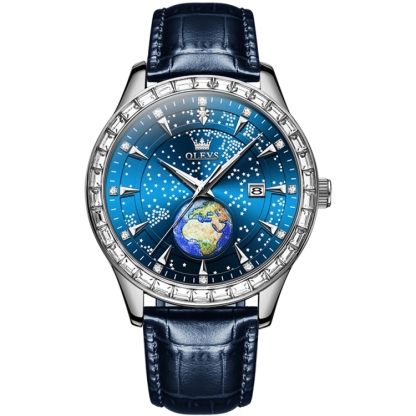 OLEVS 9967 Men Starry Sky Face Diamond Bezel Quartz Watch-TIME.SHOP