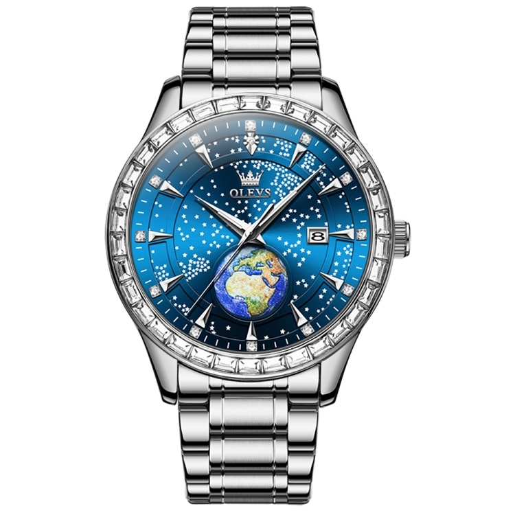 OLEVS 9967 Men Starry Sky Face Diamond Bezel Quartz Watch-TIME.SHOP