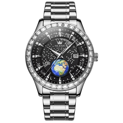 OLEVS 9967 Men Starry Sky Face Diamond Bezel Quartz Watch-TIME.SHOP