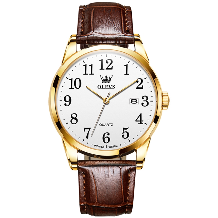 OLEVS 5566 Men Simple Single Calendar Waterproof Quartz Watch-TIME.SHOP