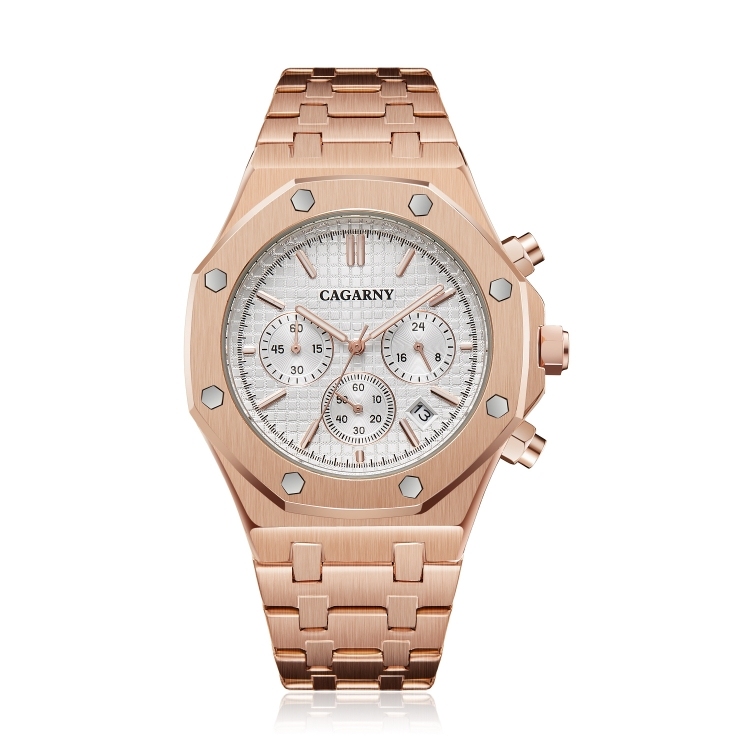 CAGARNY 6835 Men Simple Quartz Steel Band Watch-TIME.SHOP