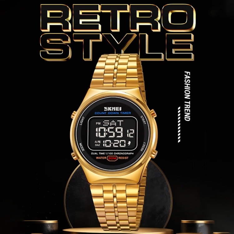 SKMEI 1882 Multifunctional Men 30M Waterproof Luminous Stainless Steel Digital Wrist Watch-TIME.SHOP