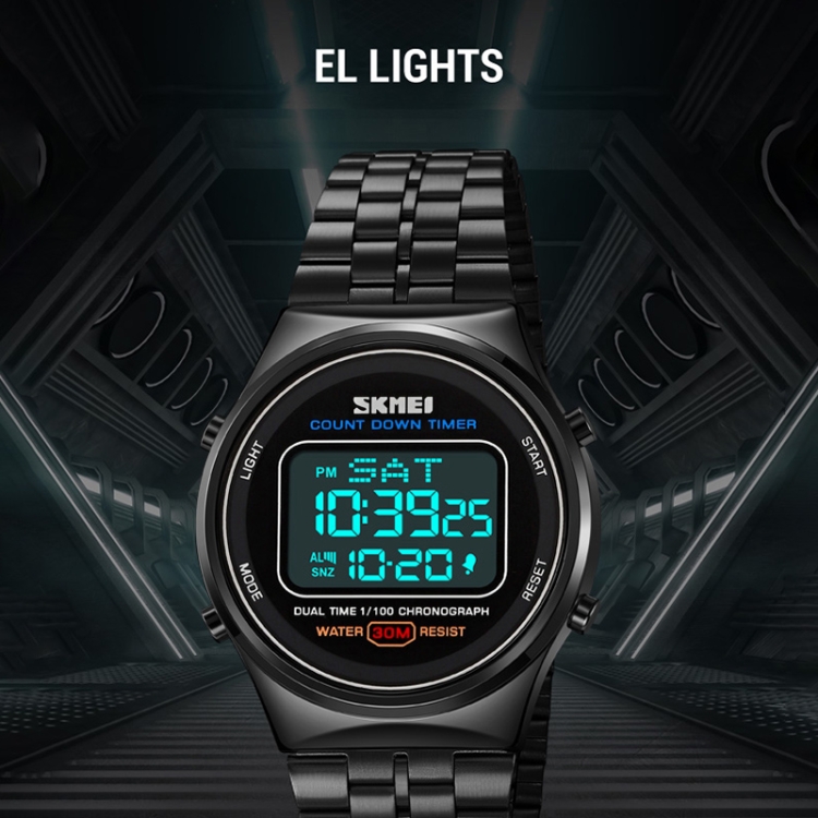 SKMEI 1882 Multifunctional Men 30M Waterproof Luminous Stainless Steel Digital Wrist Watch-TIME.SHOP
