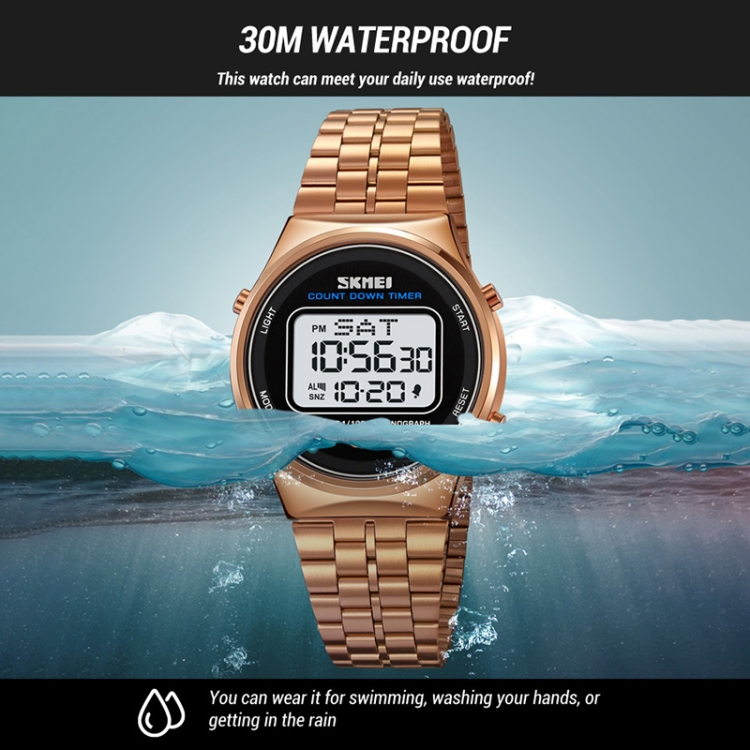 SKMEI 1882 Multifunctional Men 30M Waterproof Luminous Stainless Steel Digital Wrist Watch-TIME.SHOP