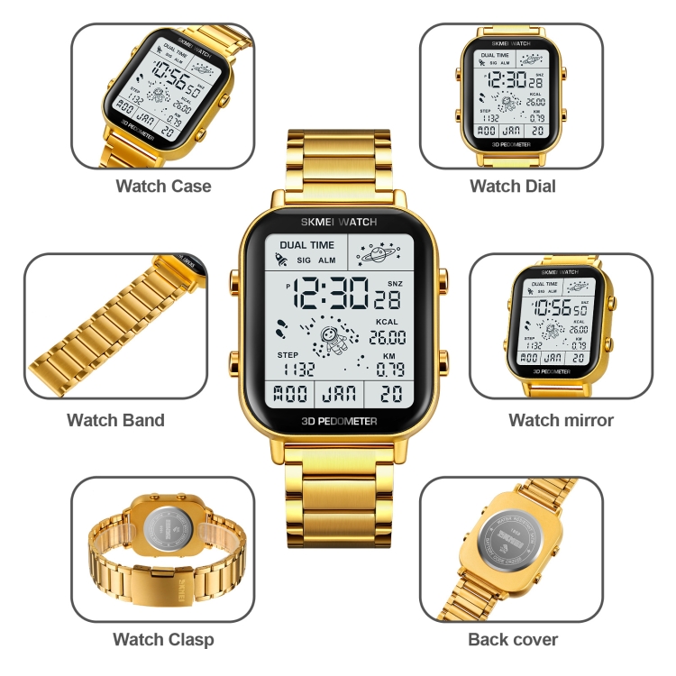 SKMEI 1888 Multifunctional Men 30M Waterproof Sports Stainless Steel Digital Wrist Watch-TIME.SHOP
