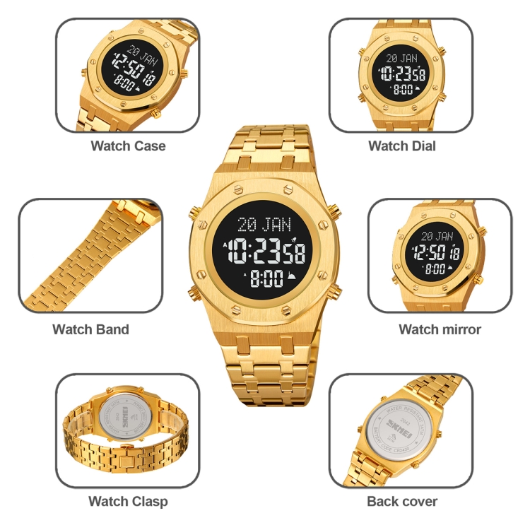 SKMEI 2043 Multifunctional Muslim Worships Compass Digital Wrist Watch-TIME.SHOP