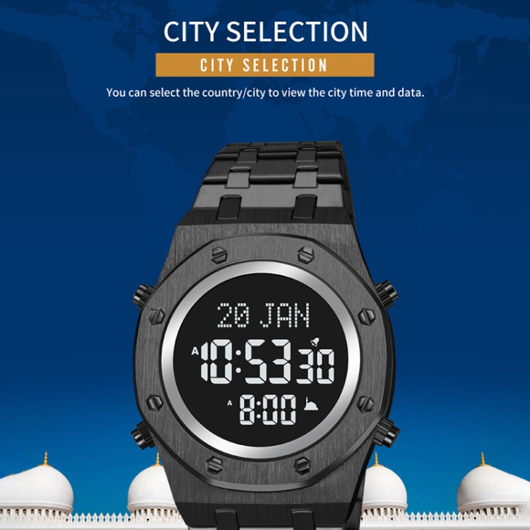 SKMEI 2043 Multifunctional Muslim Worships Compass Digital Wrist Watch-TIME.SHOP
