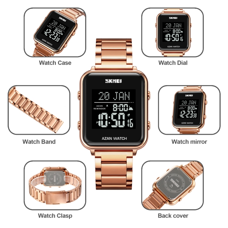 SKMEI 2064 Multifunctional Muslim Worships Compass Luminous Digital Wrist Watch-TIME.SHOP