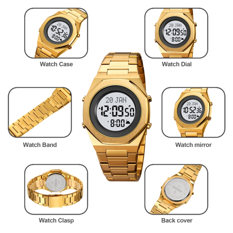 SKMEI 2069 Multifunctional 30M Waterproof Muslim Worships Digital Wrist Watch-TIME.SHOP