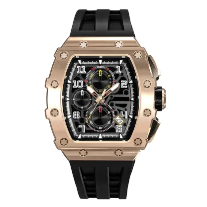 Wholesale Male Quartz Luxury Chronograph Wristwatches With Luminous Reloj Personalizado Silicone Watch Strap Black Man Watches-TIME.SHOP