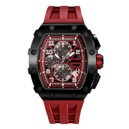 Wholesale Male Quartz Luxury Chronograph Wristwatches With Luminous Reloj Personalizado Silicone Watch Strap Black Man Watches-TIME.SHOP