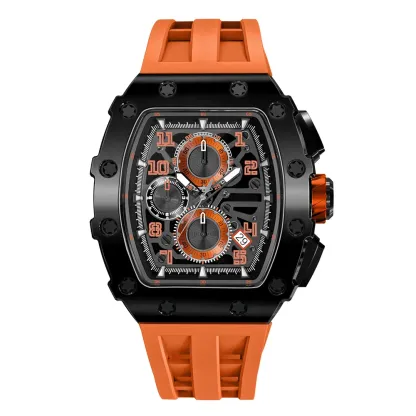 Wholesale Male Quartz Luxury Chronograph Wristwatches With Luminous Reloj Personalizado Silicone Watch Strap Black Man Watches-TIME.SHOP