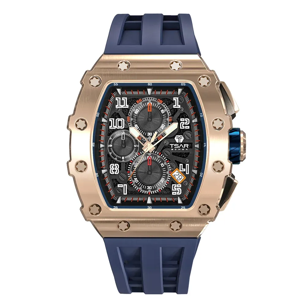 Wholesale Male Quartz Luxury Chronograph Wristwatches With Luminous Reloj Personalizado Silicone Watch Strap Black Man Watches-TIME.SHOP