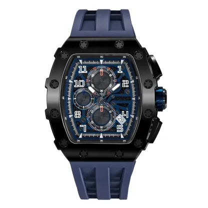 Wholesale Male Quartz Luxury Chronograph Wristwatches With Luminous Reloj Personalizado Silicone Watch Strap Black Man Watches-TIME.SHOP