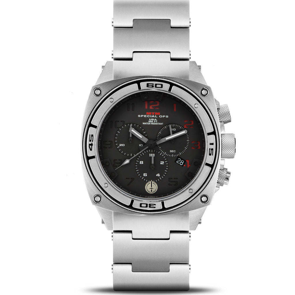 MTM Special Ops Steel Predator II Watch | Silver/Black-TIME.SHOP
