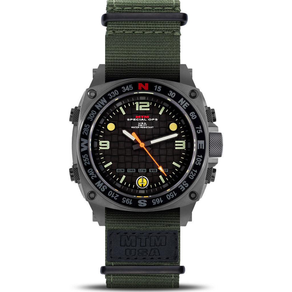 MTM Special Ops Steel Silencer Watch | Gray/Green Nylon-TIME.SHOP