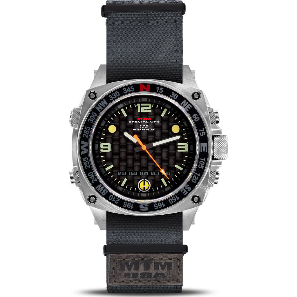 MTM Special Ops Steel Silencer Watch | Silver/Gray Nylon-TIME.SHOP
