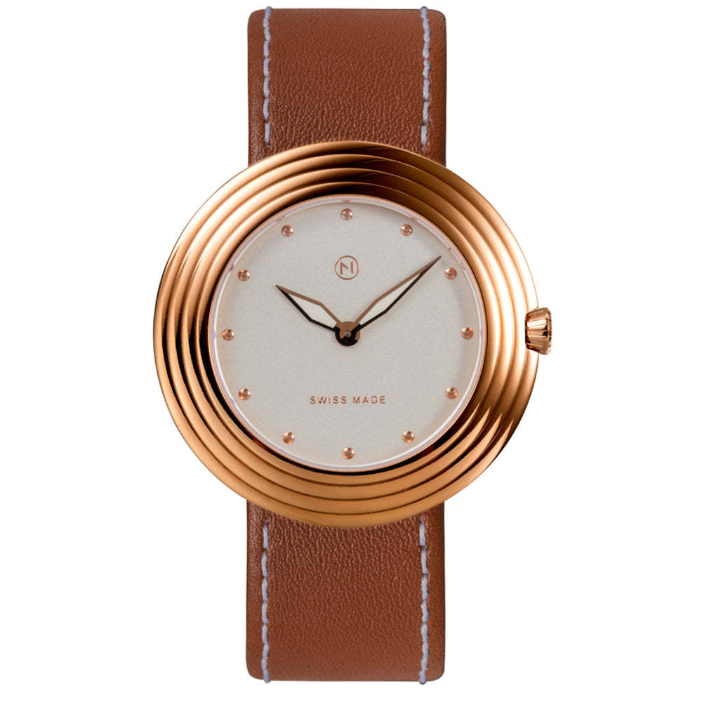 Nove Streamliner 40mm Brown White-TIME.SHOP