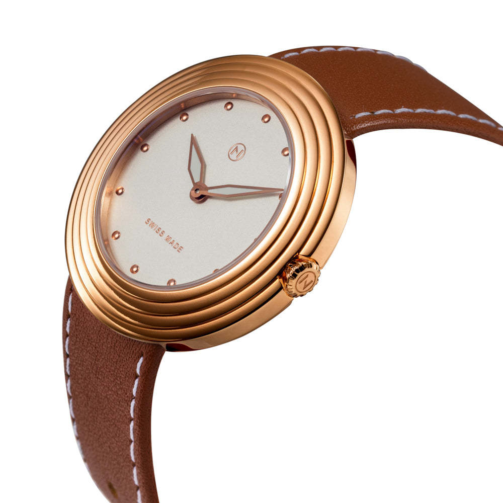Nove Streamliner 40mm Brown White-TIME.SHOP