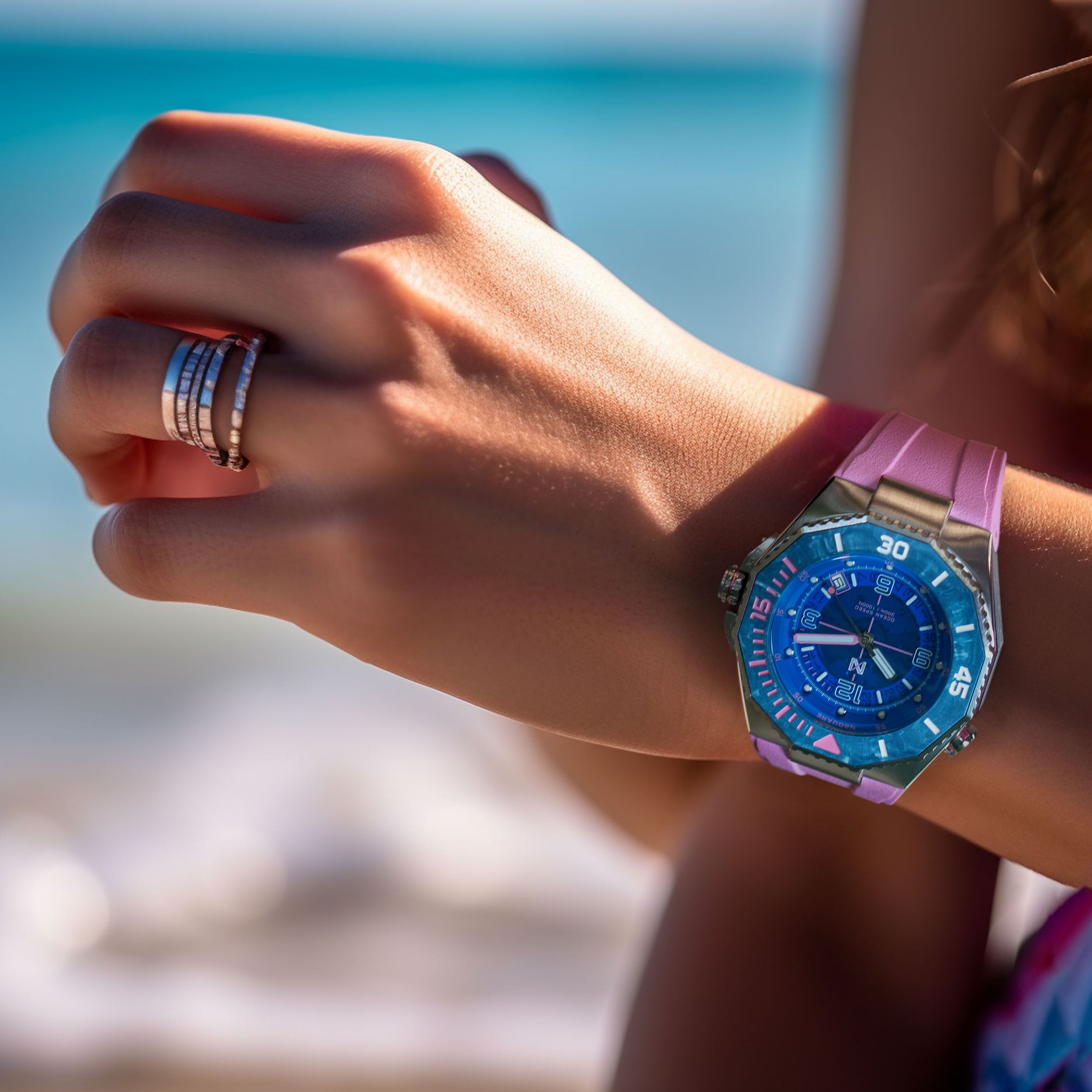 Nsquare Ocean Speed Diver Swiss Automatic Pink-TIME.SHOP