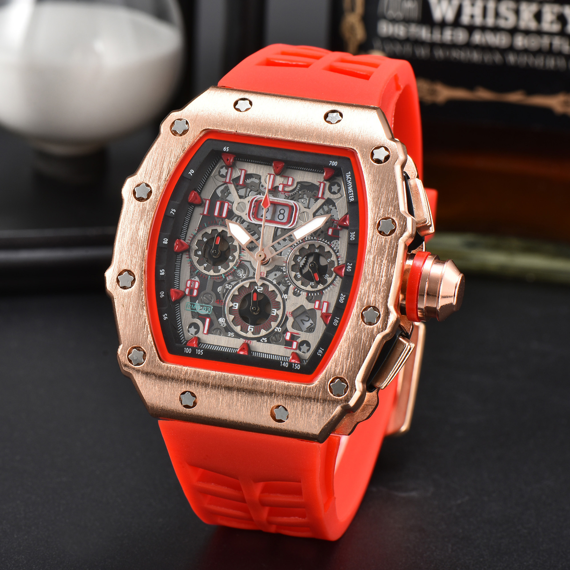 Chad six-pin full Diamond tape men's business explosions quartz chronograph business watches small wholesale-TIME.SHOP