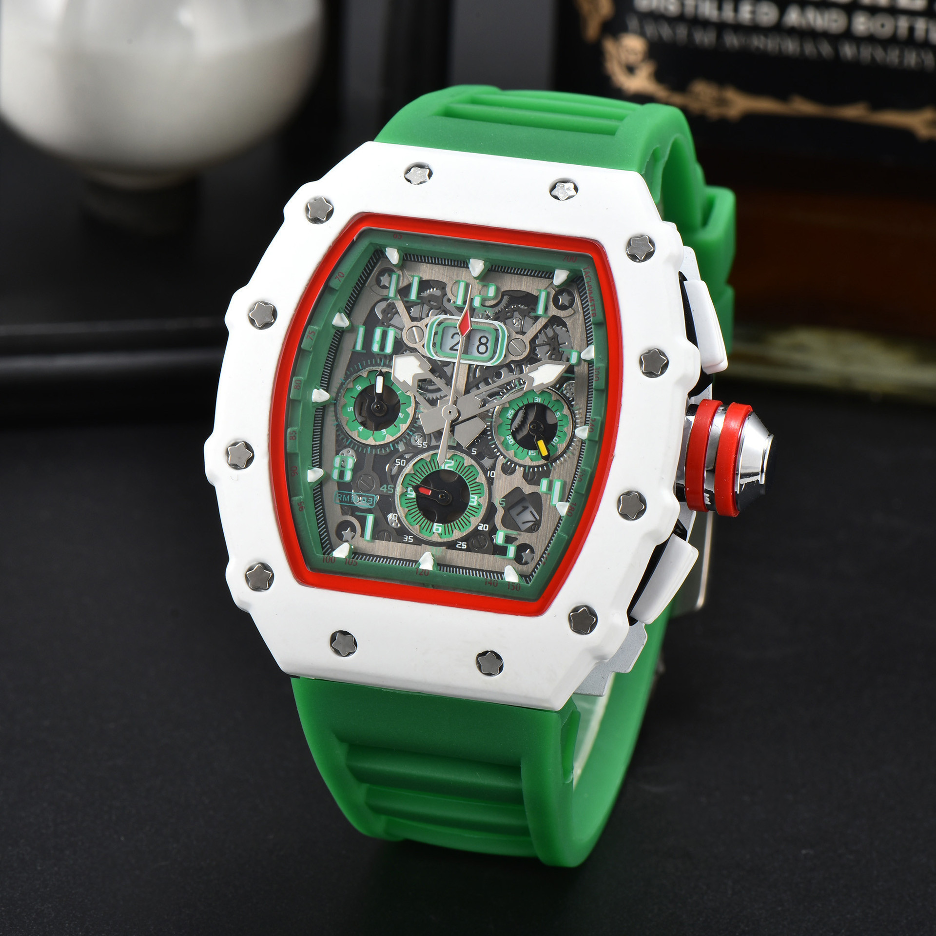 Chad six-pin full Diamond tape men's business explosions quartz chronograph business watches small wholesale-TIME.SHOP