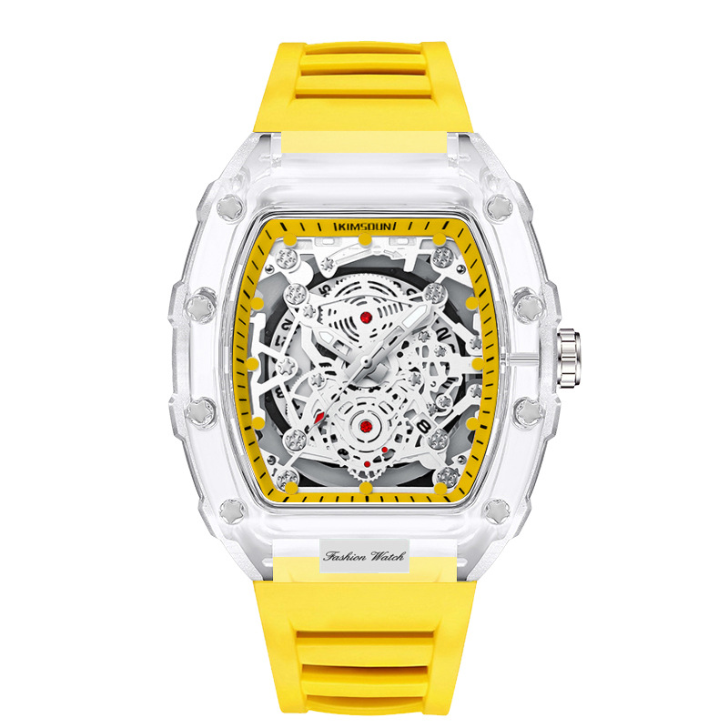 Cross-border watch personalized wine barrel quartz watch fashion transparent men's watch wholesale waterproof watch-TIME.SHOP