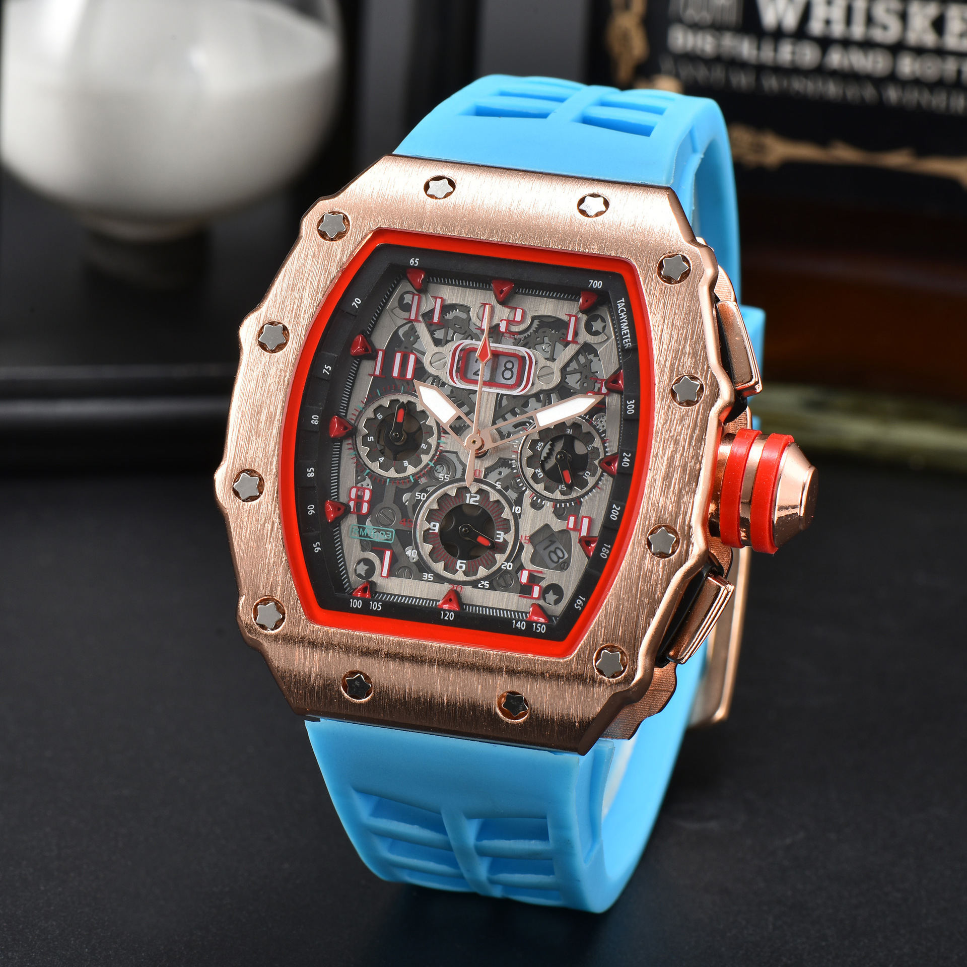 Chad six-pin full Diamond tape men's business explosions quartz chronograph business watches small wholesale-TIME.SHOP