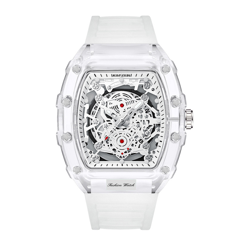 Cross-border watch personalized wine barrel quartz watch fashion transparent men's watch wholesale waterproof watch-TIME.SHOP