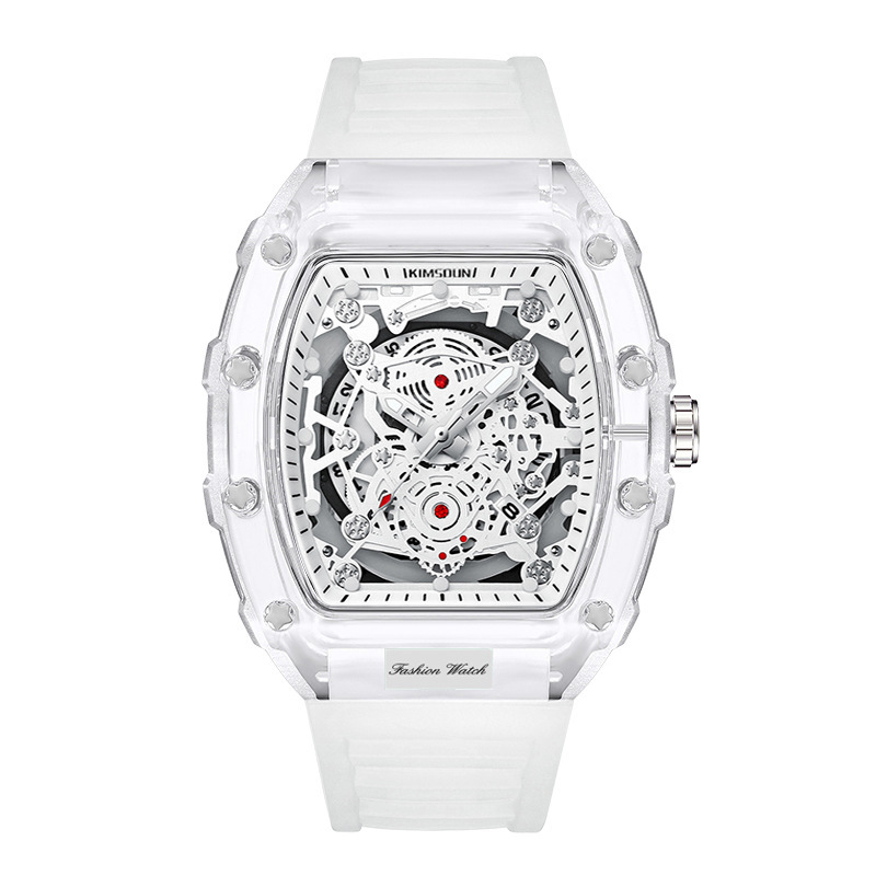 Cross-border watch personalized wine barrel quartz watch fashion transparent men's watch wholesale waterproof watch-TIME.SHOP