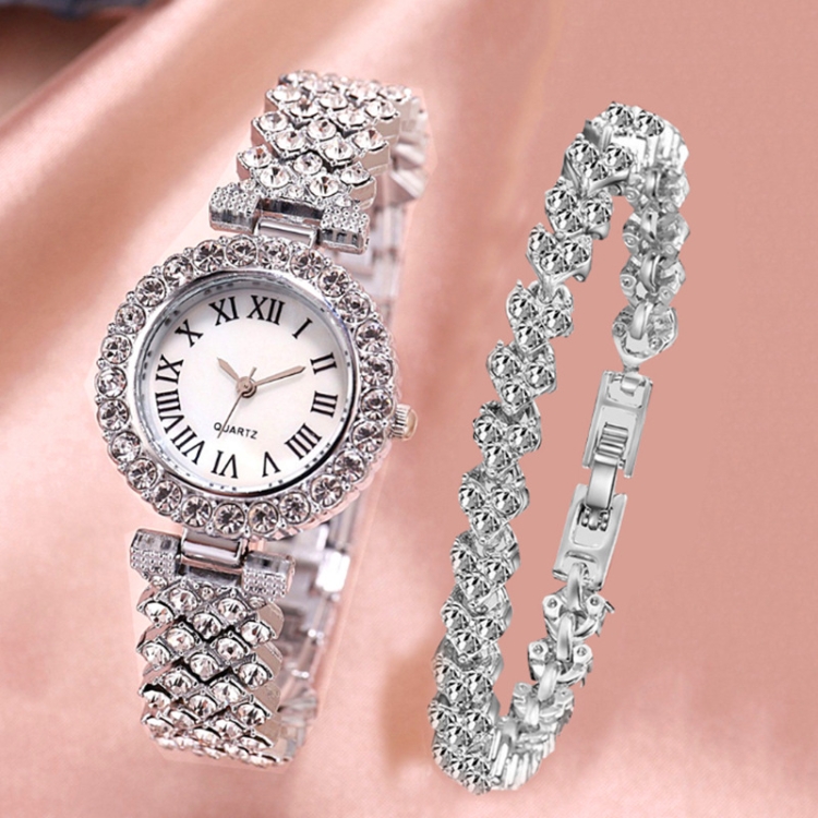 Fashion Roman Pattern Diamond Ladies Quartz Watch-TIME.SHOP