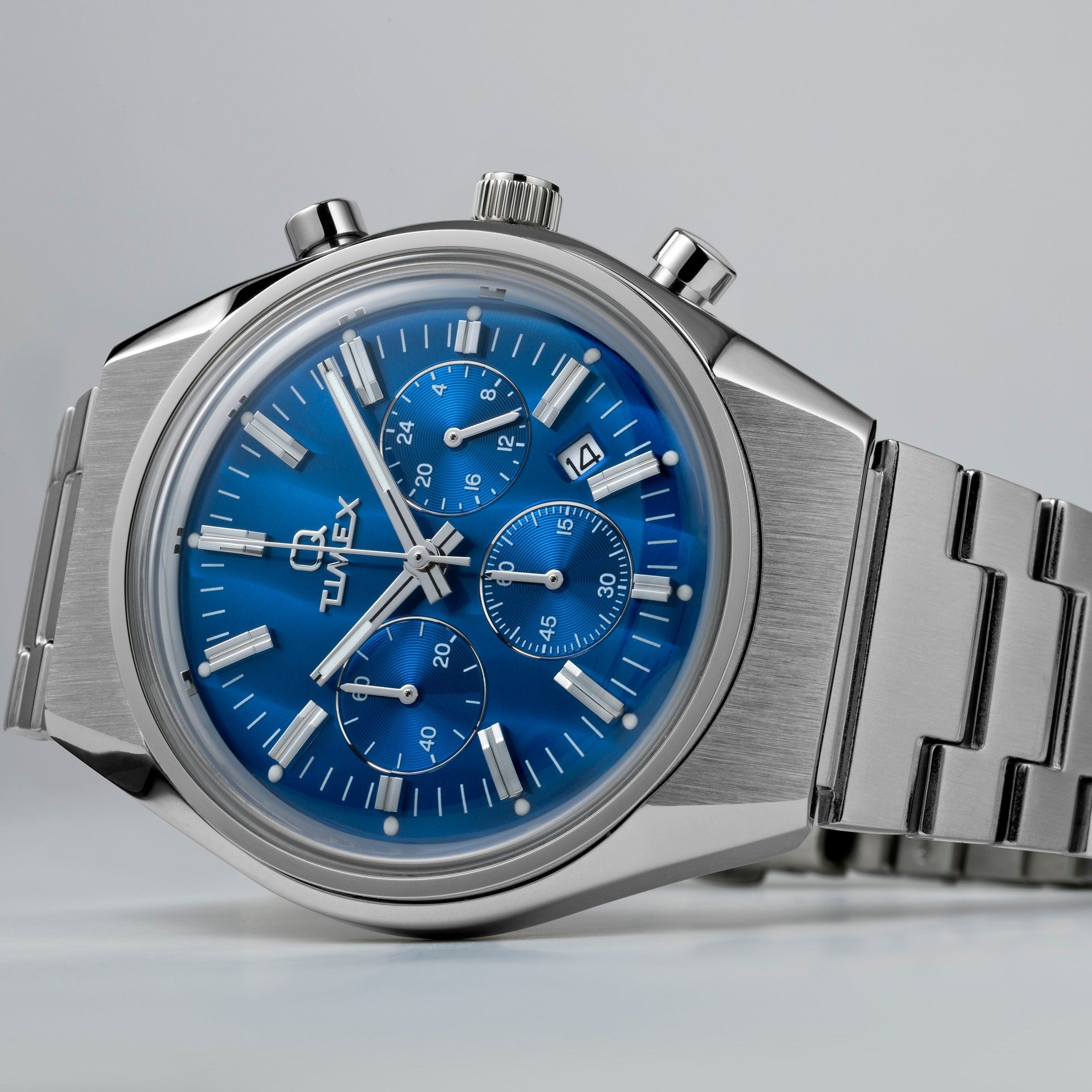 Timex Q Falcon Eye Chronograph 40mm Blue SS-TIME.SHOP