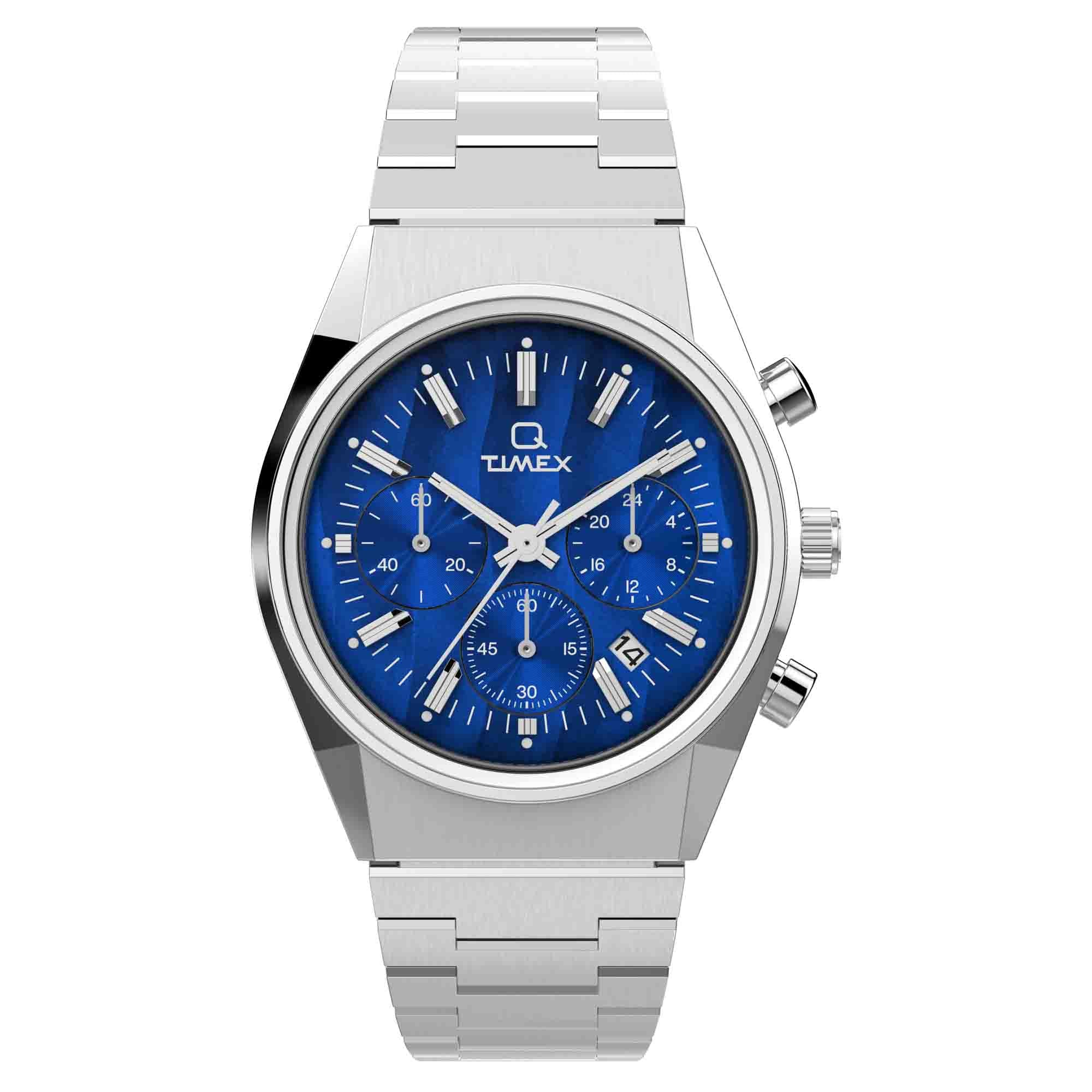 Timex Q Falcon Eye Chronograph 40mm Blue SS-TIME.SHOP