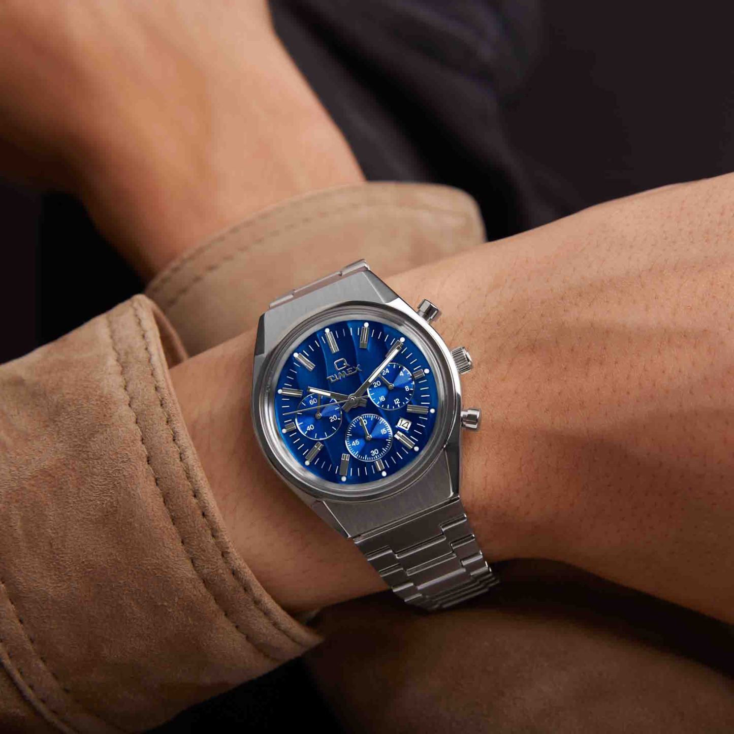 Timex Q Falcon Eye Chronograph 40mm Blue SS-TIME.SHOP