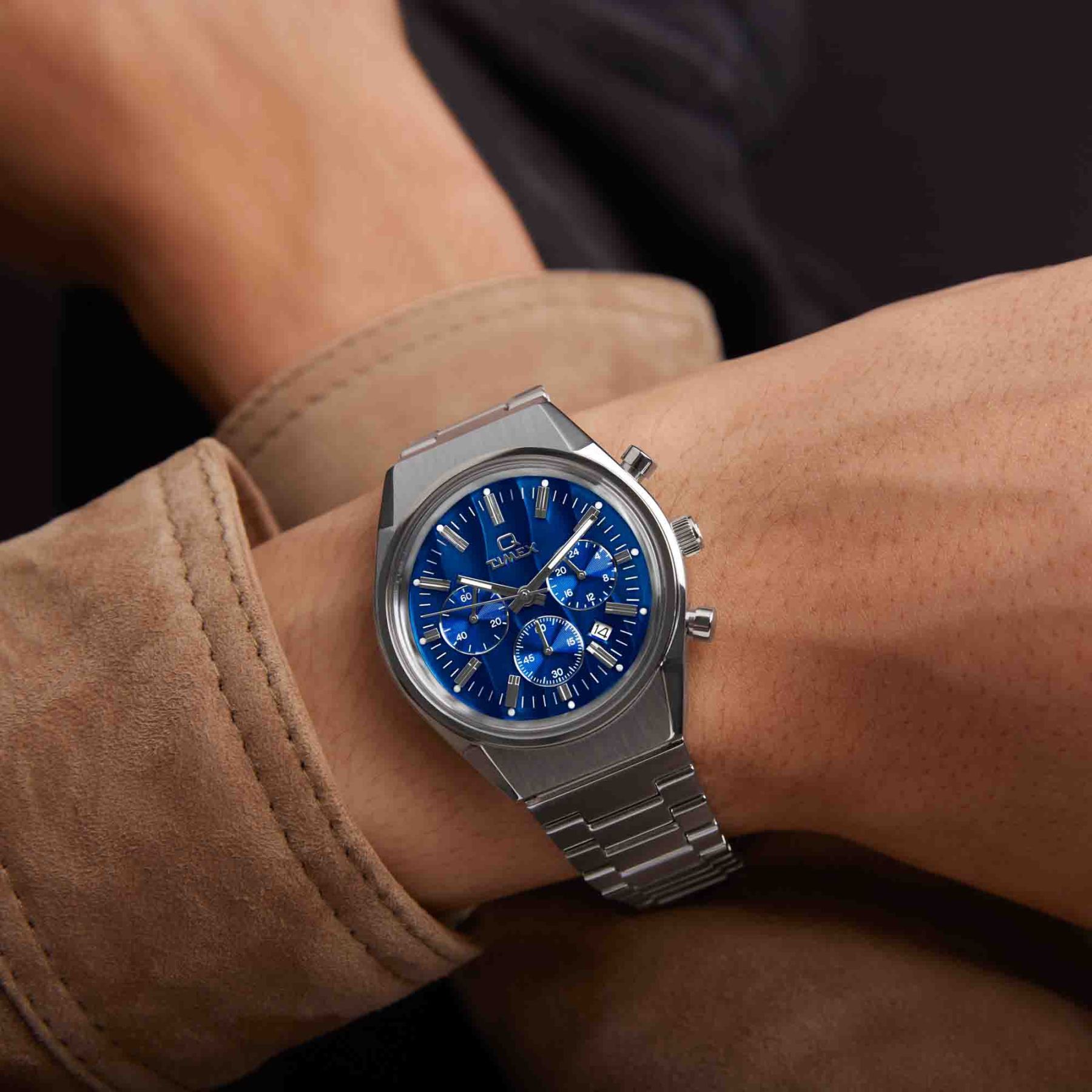 Timex Q Falcon Eye Chronograph 40mm Blue SS-TIME.SHOP