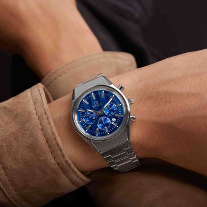 Timex Q Falcon Eye Chronograph 40mm Blue SS-TIME.SHOP