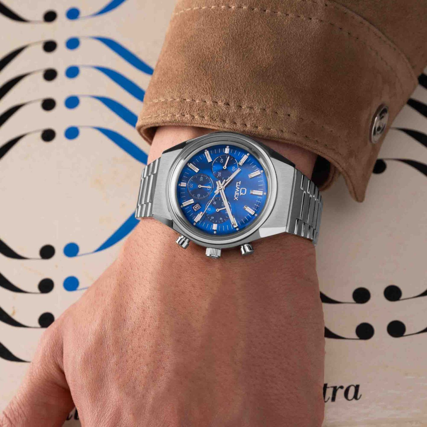 Timex Q Falcon Eye Chronograph 40mm Blue SS-TIME.SHOP