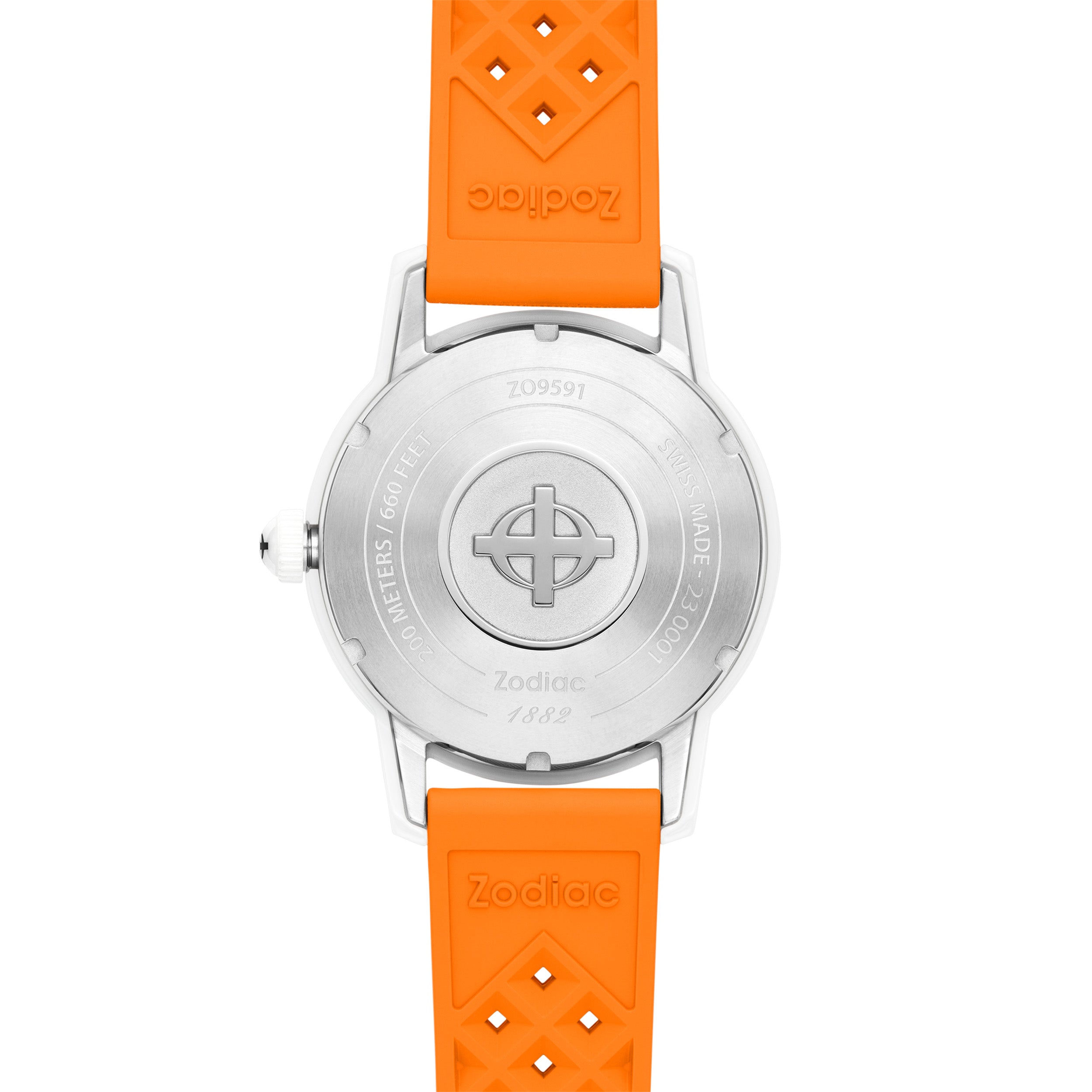 Zodiac ZO9591 Super Sea Wolf Ceramic Swiss Automatic White Orange-TIME.SHOP