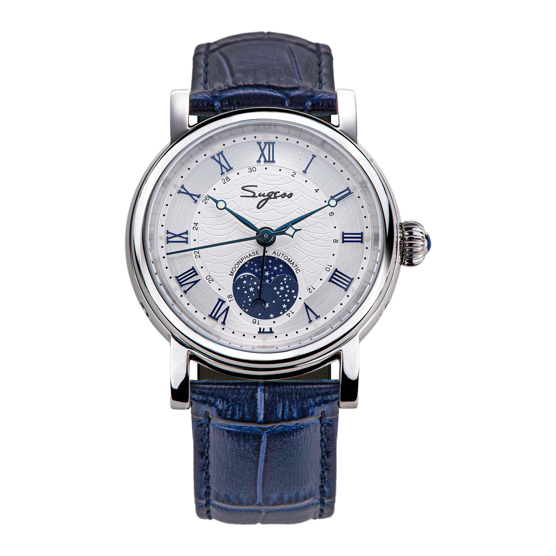 MoonPhase Master SU2108SZ Stainless-Steel Moon Phase Blue Indices-TIME.SHOP